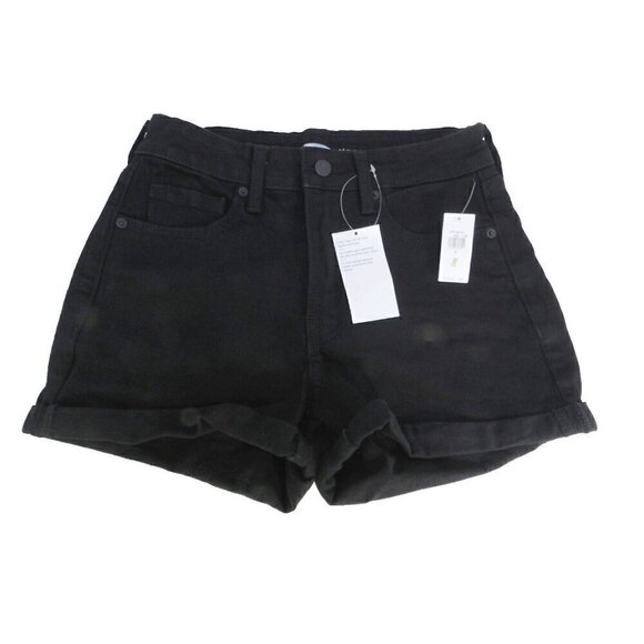 OLD NAVY black O.G. high rise cuffed jean shorts 3" inseam women's size 2, NEW - Picture 1 of 5